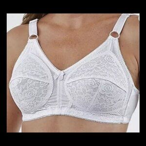NWT DYNASHAPE Women's White Lace Full Figure Bras Style #307, sz 42D